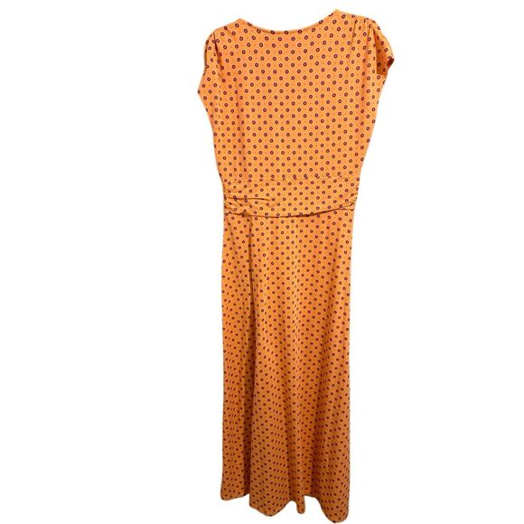 Lands' End Coral Print V-Neck Draped Wrap Midi Dress Size M/P 10-12 - Picture 5 of 9